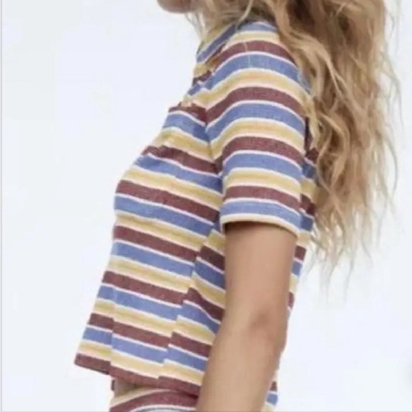 ZARA stripe polo crop top shirt size medium NWT - Picture 2 of 4